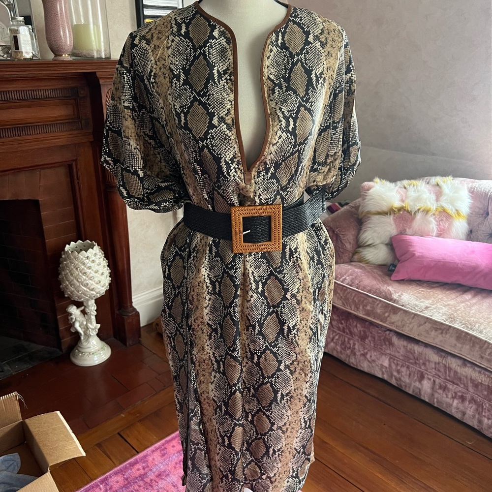 COACH 100% Silk Python Print Kaftan